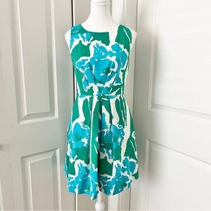Tommy Hilfiger Retro Fit & Flare Floral Dress – Coastal Green & Aqua, Size 2